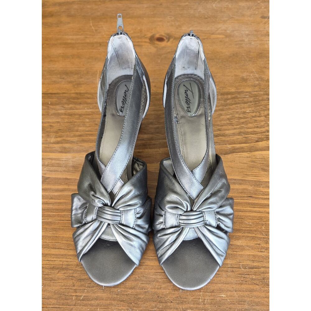 Trotters Women Shoes Silver/Grey Size 10.5M Open Toe/Shank Dress Sandals